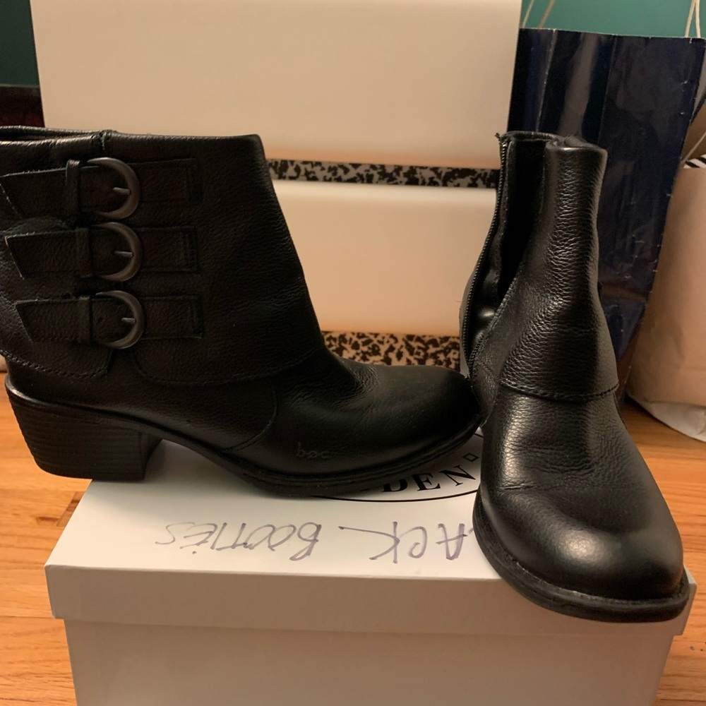 Black Leather BOC Booties